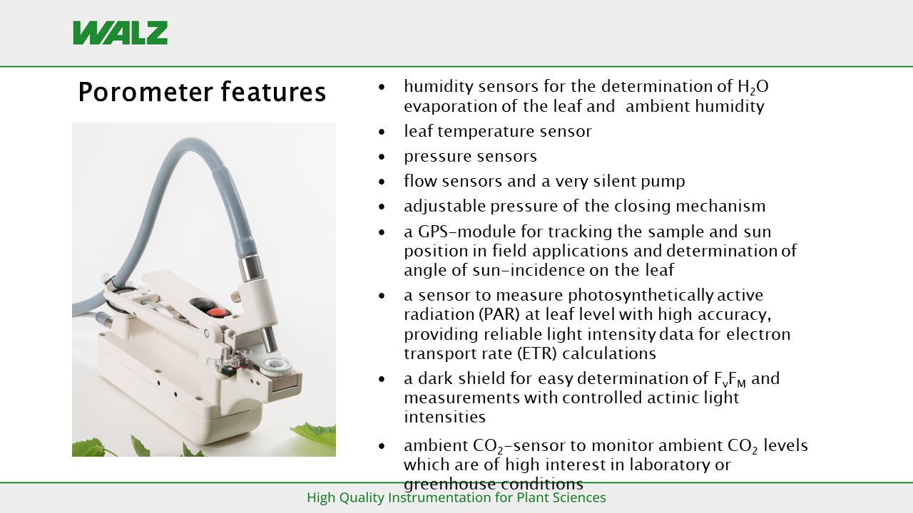 Porometer features